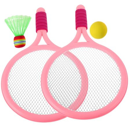 Toyvian 1 Ensemble Ensemble De Badminton pour Enfants Raquettes De Badminton Raquette De Tennis Enfants Raquette De Tennis Raquettes en Plastique Raquette De Tennis Adulte Rose Eva