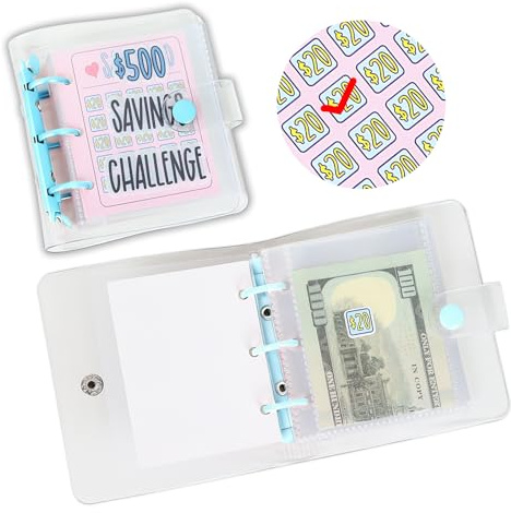 Mini Money Saving Envelope Challenge, $500 Savings Challenge Binder Mini Budget Binder 25 Cash Envelopes Reusable Budget Book with Cash Envelopes Envelope Savings Challenge