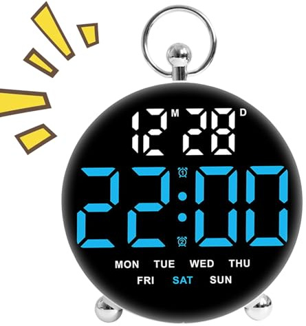 Digital Aune Clock - ABS Display Timer di snooze, orologio da letto regolabile per la luminosità per camere da letto, moderno orologio di risveglio a LED, tecnologia dello schermo del display di