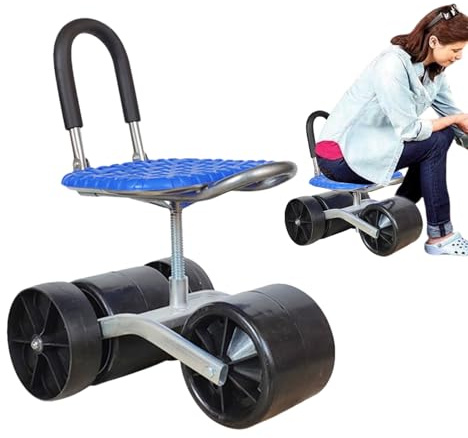 Generisch Garden Trolley Rolling Stool - Folding Garden Seat with Adjustable Height | Smooth, Sturdy Work Seat for Outdoor Use, Garden Stool for Yard, Patio, Lawn, Planting, Lawn Care