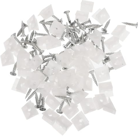 WATIIFUFU 100 Cuñas para Cajones de Armarios Soportes Inferiores de Plástico y Hierro Refuerzo de Esquina a 45 Grados para Muebles Tornillos Autorroscantes 35X16 MM Uso Reparación y