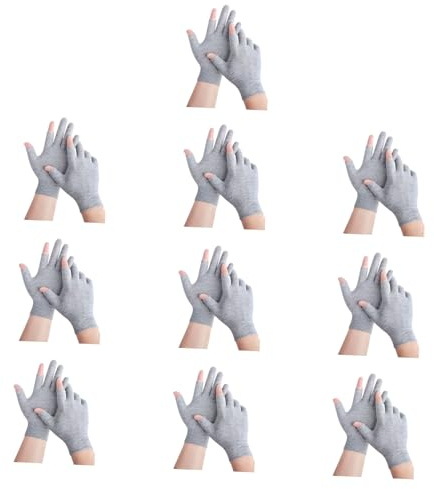 LLINthy 10 Paar Mehrzweck Handschuhe Aus Baumwollgewebe Mit Freiliegenden Spitzen Zur Verbesserung Der Geräteinteraktion Und Outdoor Aktivitäten. Fingerlose Dünne Baumwoll Touch Display Handschuhe