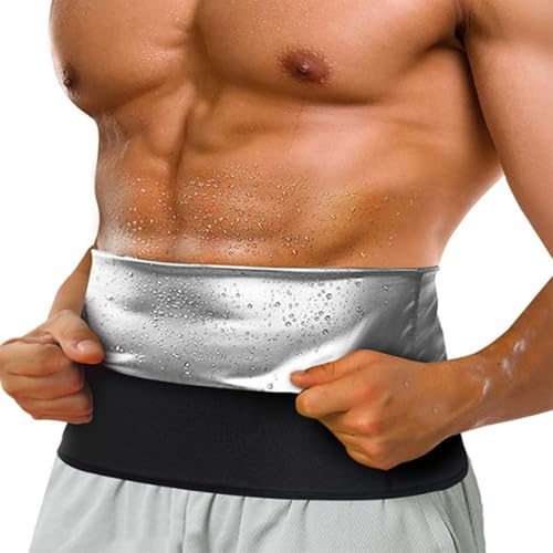 män body shaper bastu fitness bälte svettbälte magbälte för figurformning (Size:2XL/3XL,Color:Silver)