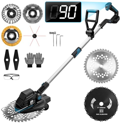 1 200 W batteri grästrimmer kompatibel med Makita batterier 18 V | 7-i-1 batterifriskärare med ogräsborste | 1 6 800 varv/min borstlös elektrisk röjsåg med 7 bladtyper för trädgårdar, gräsmattor