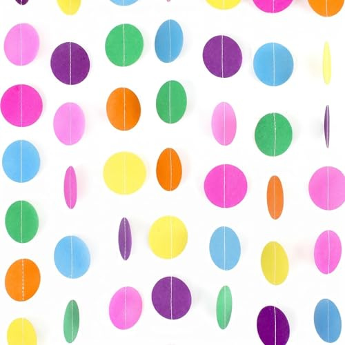 QIANSSE 110 Count Pastel Rainbow Bunting Garland | 10 Meters Long Colorful Paper Chains for Birthday Party Decorations Classroom Outdoor DIY Party Theme