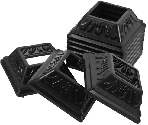 BESPORTBLE 10 Piezas de Moldura del Poste Cubierta de Pvc Negro, Base de Faldón de Poste para Cercas y Buzones, Funda Decorativa Reutilizable