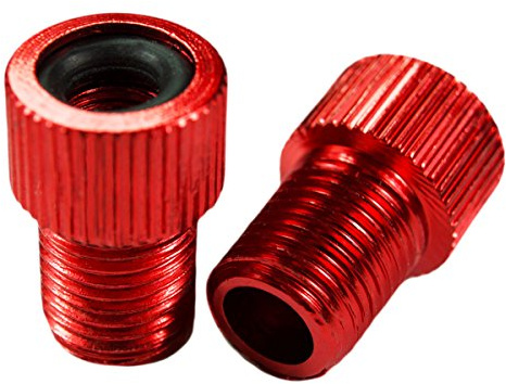 Charmate 2X Fahrrad Color Alu Ventiladapter - DV SV Dunlop/Französisches Ventil auf KFZ Autoventil AV - mit Dichtring