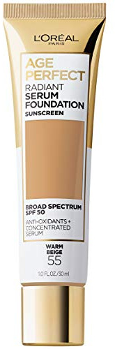 L'Oreal Paris Age Perfect Radiant Serum Foundation with SPF 50, Warm Beige, 1 Ounce