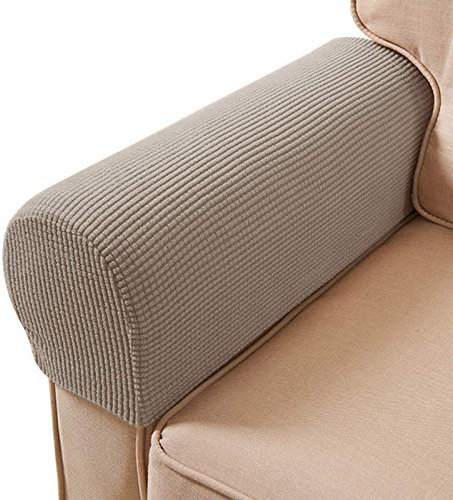 ESRISE Armrest Chair Covers, Stretch Armchair Couch Arm Rest Cover Anti-Slip Spandex Polyester Sofa Chair Arm Caps Slipcovers for Furniture Protector, Set of 2 (Sand)