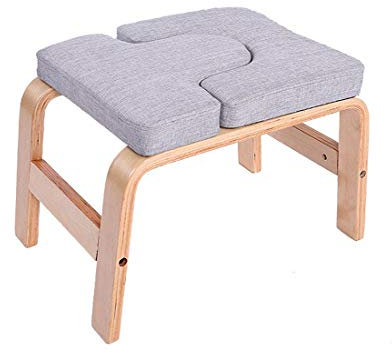 KUANDARYJ Yoga Kopfstandhocker,Safe Yoga Kopfstandstuhl,Unterstützt Bis Zu 200 Kg,Yoga Hilft Trainingsstuhl Multifunktionale Invertierte Sportübungsbank Fitnessgeräte, Gray-A