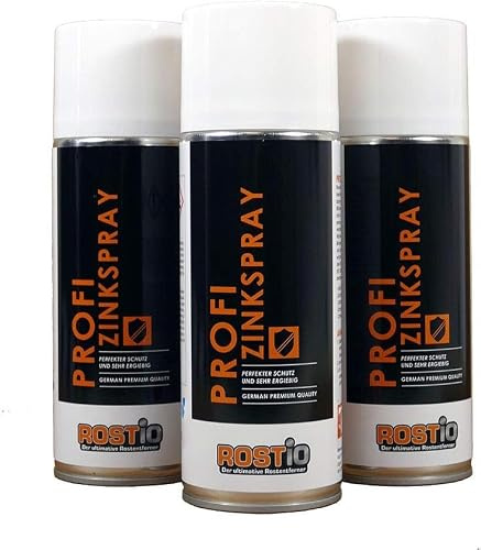 Rostio 3 x Profi Zinkspray | Zinkgrundierung | Zinklamellenbeschichtung | Zinklamellenspray für höchsten Korrosionsschutz & Rostschutz