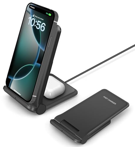 25W Wireless Charger,Foldable 2 in 1 Wireless Charging Station for Apple iPhone 16/16 Pro/15/14/13/12/11/Plus/SE/X/Airpods,PDKUAI 15W Fast Dual Wireless Induction Charge Stand for Samsung/LG