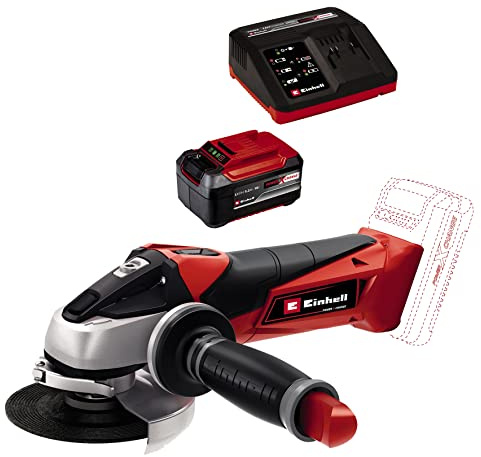 Einhell Akku-Winkelschleifer TE-AG 18/115 Li Power X-Change (Li-Ion, 18 V, 115 mm Scheibendurchmesser, Wiederanlauf-, Überlastschutz, ohne Trennscheibe, inkl. 5,2 Ah Akku und Ladegerät)