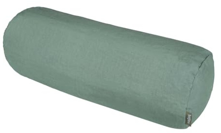 beties Leinen Nackenrollen Bezug ca. 15x40 cm 100% Leinen Stone-Washed Nackenkissen Bezug mit Reißverschluss (Natural-Mint)