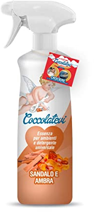 COCCOLATEVI Essenza per Ambienti Sandalo y ámbar 750 ml Ambientador para armarios, cajones, coches, desodorante ambiental, perfume doméstico, limpiador superficial, antipolvo