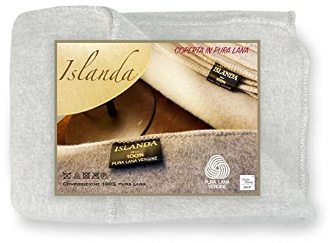 Tex family Decke Island aus reiner reiner Schurwolle, weich und warm, Beige Melange - Einzelbett