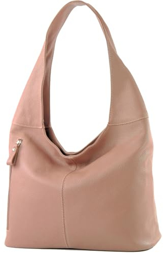 modamoda de T155 Damen Leder Shopper Schultertasche Large handmade in Italy, Farbe:Beige