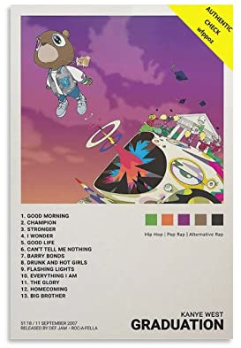 DDSS Kanye Poster West Graduation Album Cover Leinwand Poster Wandkunstdruck Ästhetischer Wohnzimmer-Dekor Malerei Poster für Home Office Dekorationen 30 x 45 cm