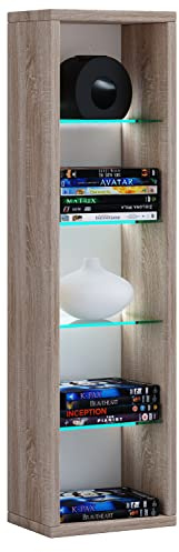 VCM Wandregal 21x14x77 cm 5 Fächer Holzwerkstoff und Glas Bücher | Offenes Wandregal für Bücher und Deko - Wohnzimmer oder Büro - für Bücherliebhaber und Sammler - Holzwerkstoff und Glas