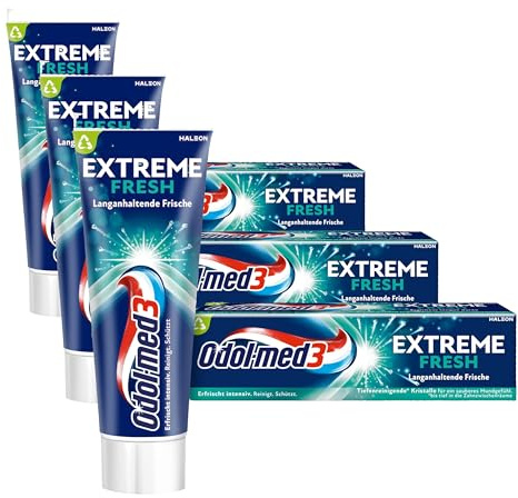 Odol-med3 Extreme Fresh Zahnpasta, Zahncreme für langanhaltende Frische, 75ml (Packung mit 3)