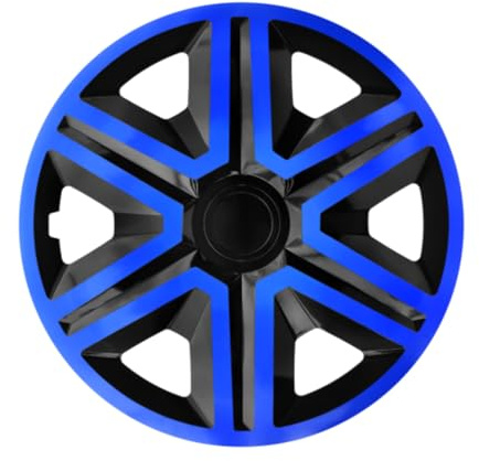 Luckyberg Radkappen 16 Zoll Action | Zierkappen in vielen Farben, Radzierblenden 4er-Set für die meisten Automarken und Stahlfelgen. Felgenabdeckung für Autofelgen. (16 - BLAU/SCHWARZ)