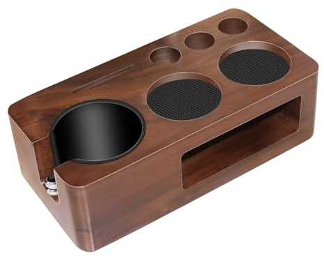 Espresso Tamping Station,Multifunctional Non-Slip Boot fit for Walnut Coffee Tamper Distributor Portafilter (L (51-54-58mm))