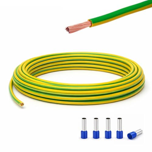 Event-Kabel&more-Set Erdungskabel 16mm² - Grün/Gelb - H07V-K - Erdungsleitung Aderleitung feindrähtig flexibel (5-100m) inkl. 5 Aderendhülsen (45 Meter)