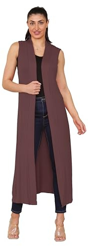 Women's Longline Cardigans Ladies Maxi Long Length Boyfriend Collared Top Brown Plus Size 24/26