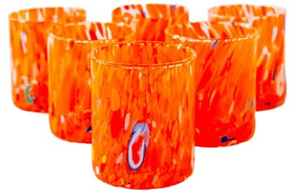 MurArt Verres de Murano Lot de 6 verres de 300 ml Collection Tower en verre soufflé à la main, fabrication artisanale Made in Italy