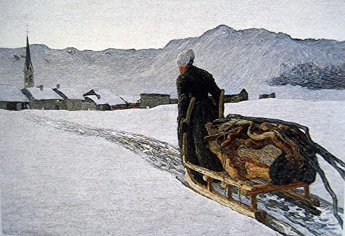 EQVRDCUW Famoso Dipinto Tela e Stampa Poster Parete Quadri Ritorno dalla foresta di Segantini per Soggiorno 60x90cm