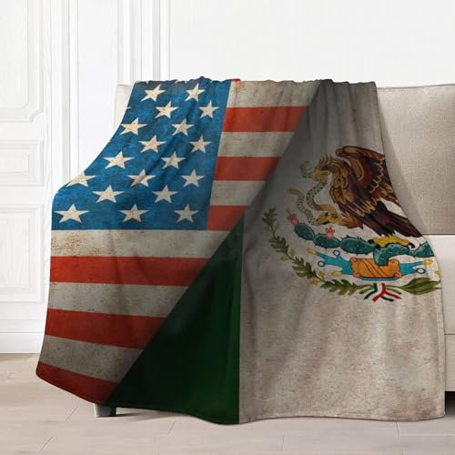 Kuscheldecke Usa Mexiko Flagge Fleece Decke Gemütlich Wohndecke Weiches Sofadecke Für Nickerchen Bank Drinnen 125x150cm