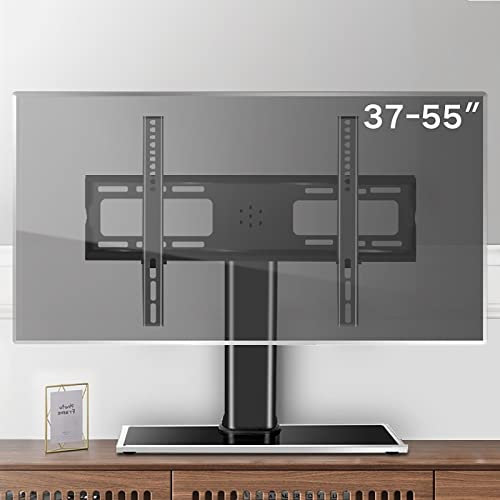 Base universale da tavolo per la maggior parte dei televisori a schermo piatto da 37 a 55 pollici, base in vetro temperato resistente, supporta fino a 40 kg