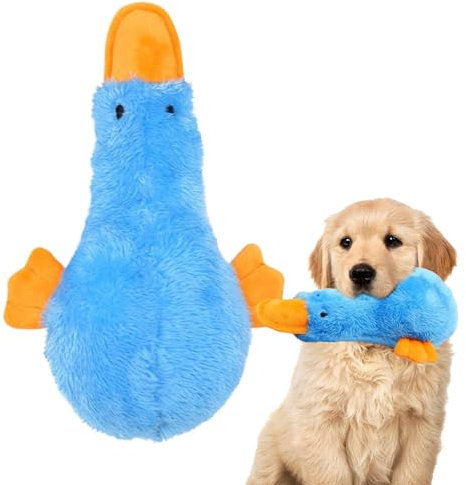 Quietschende Plüsch-Ente Hundespielzeug | Verschleißfestes Plüsch Kauspielzeug | Lüsch-Quietsche-Ente | Stofftier Quietscheente Plüsch | Interaktives Plüschspielzeug | Ausgestopftes Kauspielzeug