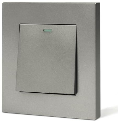 AXFEE Interruptor de luz 1 Gang 1 Vía, Interruptor luz Pared, Interruptor de Pared Interior, Interruptor de Luz de Pared Mecánico, Fácil de Instalar, Incluye Marco, Tapa y Mecanismo, Gris