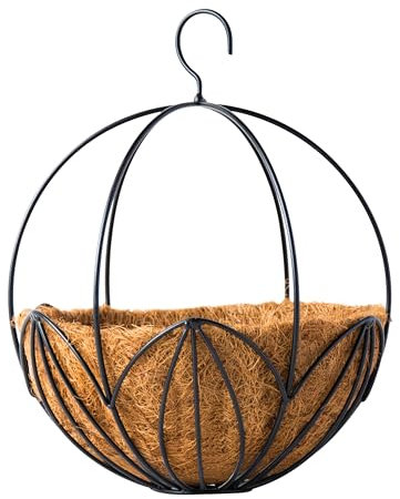 SuperMoss (80304 Leeds Sphere Metall Blumenampel – Moderner Hängepflanzer für Innen- & Außenpflanzen – dekorativer Metall-Hängekorb für Haus, Terrasse, Garten & Balkon Dekor, Mittel (35,6 cm), Schwarz