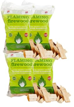 Certainly Wood Flaming Firewood Kiln Dried Hardwood Logs 4 Bags – Fire Wood for Log Burner Woodburning Stove Open Fire Pits Bbq Pizza Oven Fireplace Chimenea Barbecue Firepit Camping – Ready to Burn