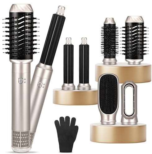 Cepillo Secador De Pelo 1000W, Air Styler Set 6 en 1, Cepillo de Aire Caliente Set con 6 Accesorios para Secar, Alisar y Peinar, 3 Temperaturas, Moldeador Pelo para Todo Tipo de Cabello