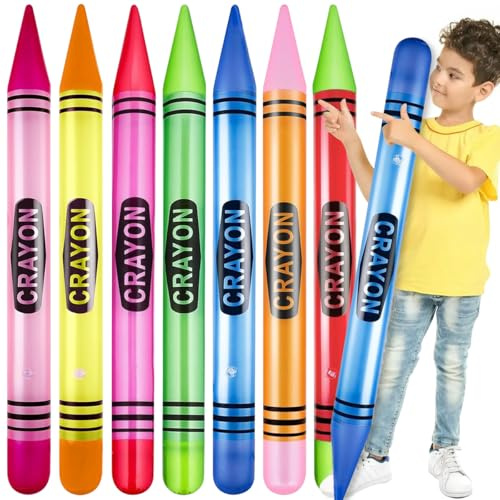 7 Piezas Globos de Crayones Inflables,110cm Globos de Crayone Jumbo,InflablesCrayones para Vuelta Cole Aula Cumpleaños Decoración Fiestas (Crayones)