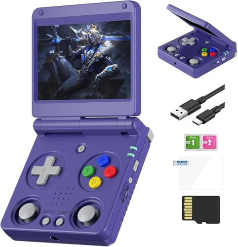 RG34XXSP Console di gioco portatile retrò RG34XX SP Console di gioco retrò con giochi precaricati 64G, 3300 mAh Battey, schermo da 3,4 pollici, portatile, tascabile, supporto arcade 30+ simulatori 5G