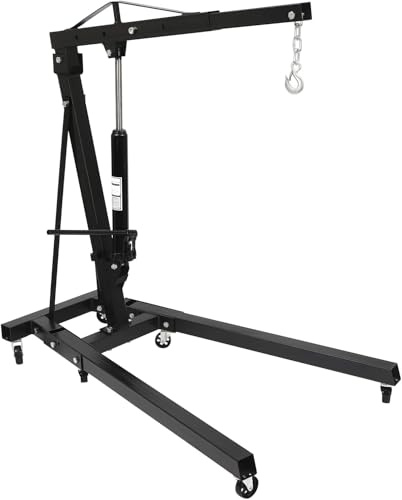 EORNYHQMY Folding Engine Hoist,Crane Lift,with 6 Iron Caster Wheels,Adjustable Engine Lifting Equipment,for Car Axles and Engines