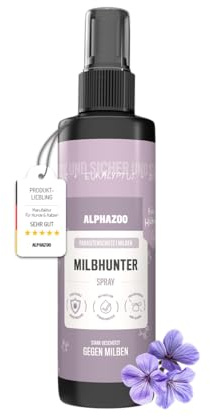 alphazoo Milbhunter Milbenspray für Hühner 250ml - mit ätherischen Ölen. Wirkt effektiv gegen Milben & pflegt das Gefieder. Sanfte Formel für gesunde Hühnerhaut & natürliches Wohlbefinden