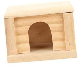 HOLIDYOYO Holz Hamsterhaus mit Abnehmbarem Dach und Fenster Natürliche Holzhütte für Zwerghamster und Kleine Nagetiere Praktische Mehrkammer hütte als Sicherer Rückzugsort und Kauspielzeug