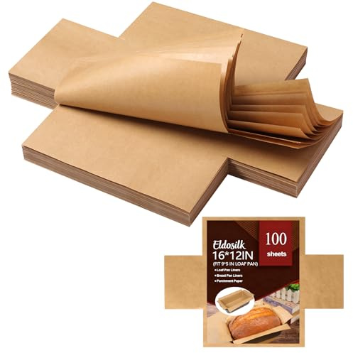 100 Pcs Unbleached Parchment Paper Loaf Pan Liner - Precut 9''x5'' Non-Stick, Fits 8.5''x4.5''/10''x5'' Loaf Pans, Heat-Resistant 430°F BPA-Free Food-Safe for Bread Baking (No Trimming)