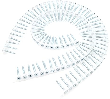 Design61 Magazinschrauben 4,0 x 30 mm Magazinierte Spanplattenschrauben auf Band Senkkopf PZ2 Stahl Gehärtet Verzinkt für Trockenbau und Holzbau 500 Stück