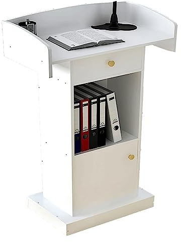 AZJJDP Rednerpult aus Holz mit Ablagefach – 60 x 42 x 120 cm – Ideal für Konferenzen, Kirchen und Auditorien – Freistehender Empfangstresen aus MDF