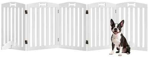 PawHut valla protectora para perros Valla protectora independiente con patas 258 x 61 cm Valla protectora plegable para escaleras Valla protectora para puertas Valla para escaleras, puertas, cocina,