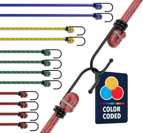 Spanngummi Set 12 TLG mit Haken 8 mm Expanderseil Gummiseil 38-88 cm | 12 Expanderseile in vier Längen von 38 bis 88 cm - für jede Spannweite liegt das passende bereit