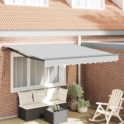 Tenda da sole elettrica semi-cassette con telecomando, telaio retrattile in alluminio antracite, robusta struttura in metallo per terrazza e balcone, resistente alle intemperie