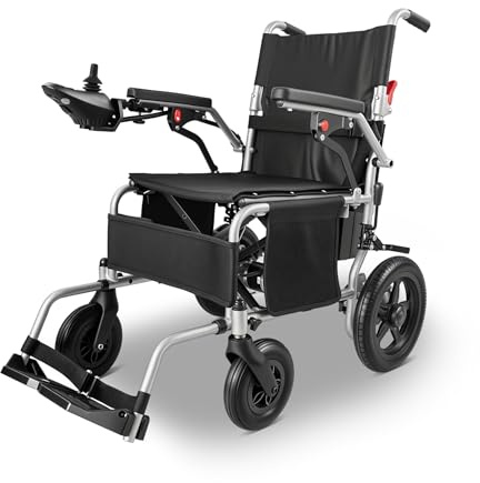 01f Elektrorollstuhl Leicht & Faltbar – 150 kg Tragkraft, 500W Motor, 20 km Reichweite – All-Terrain Rollstuhl mit 24V Akku für Erwachsene | Innen & Außen | Reisen, Einkaufen, Zuhause (Schwarz)
