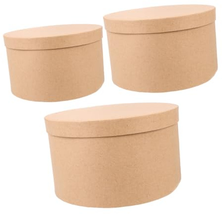 HAPINARY 3 Stück Runde Karton Boxen aus Kraftpapier mit Deckel Recycelbar und Attraktives Design zum Aufbewahren von Kuchen und Schmuck bei Hochzeiten